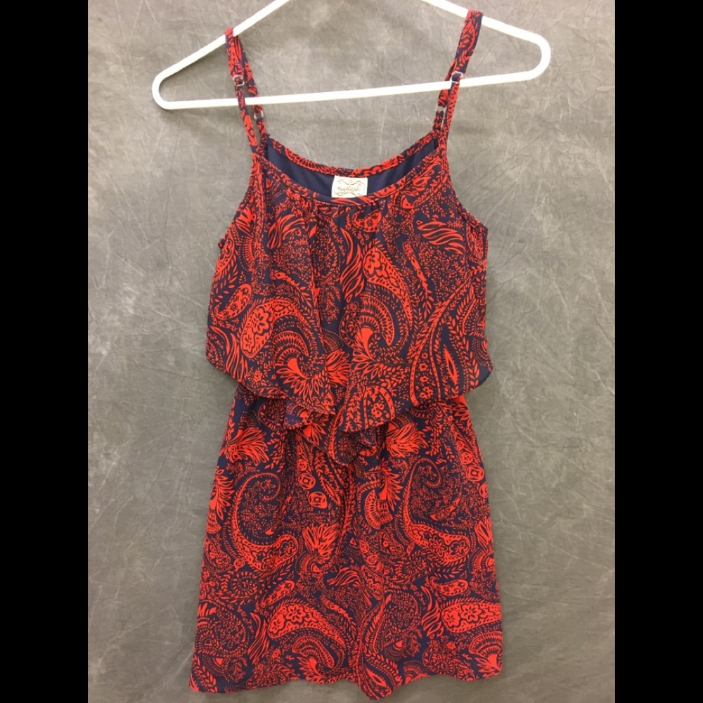 Blue and red print dress (size S)